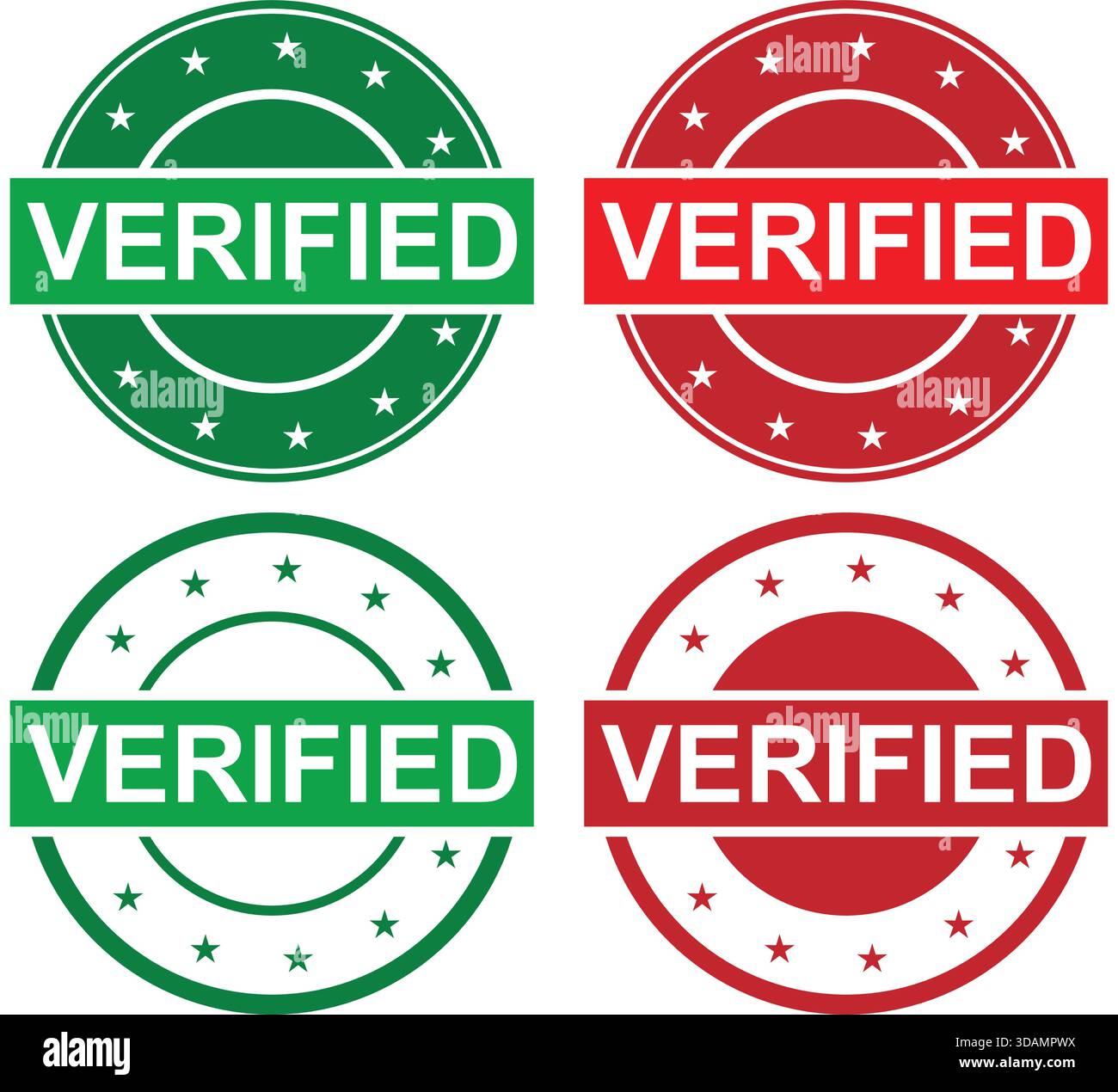 Raccolta di Star Badge verificata per autenticazione, approvazione e conferma della qualità Illustrazione Vettoriale