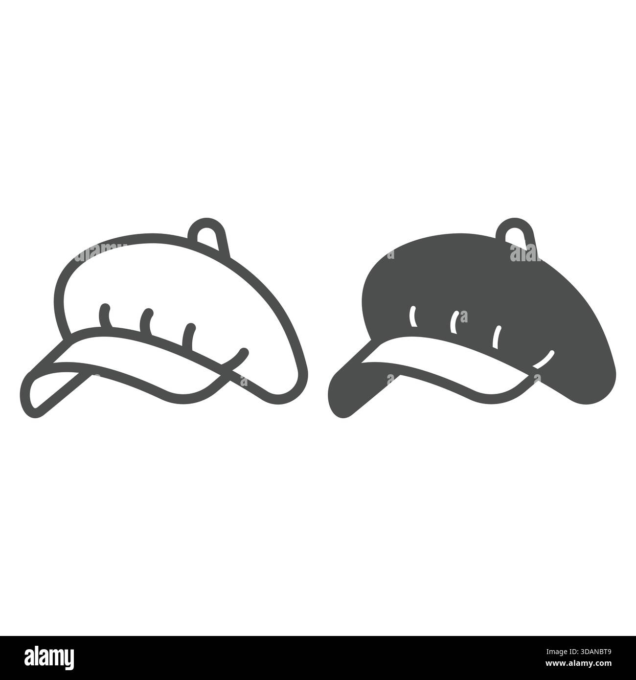 Linea di cappelli kippie da donna e icona tinta unita, copricapo autunnale. Grafica vettoriale. Insegna della moda su sfondo bianco, icona di stile del contorno per dispositivi mobili o Web Illustrazione Vettoriale