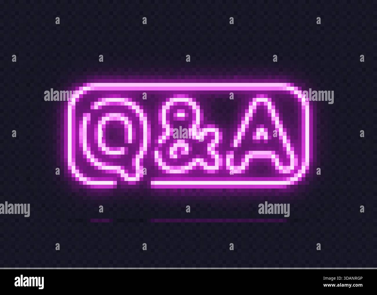 Q e Un'etichetta al neon in rosa tenue, creata per sessioni, forum o formati interattivi. Illustrazione Vettoriale
