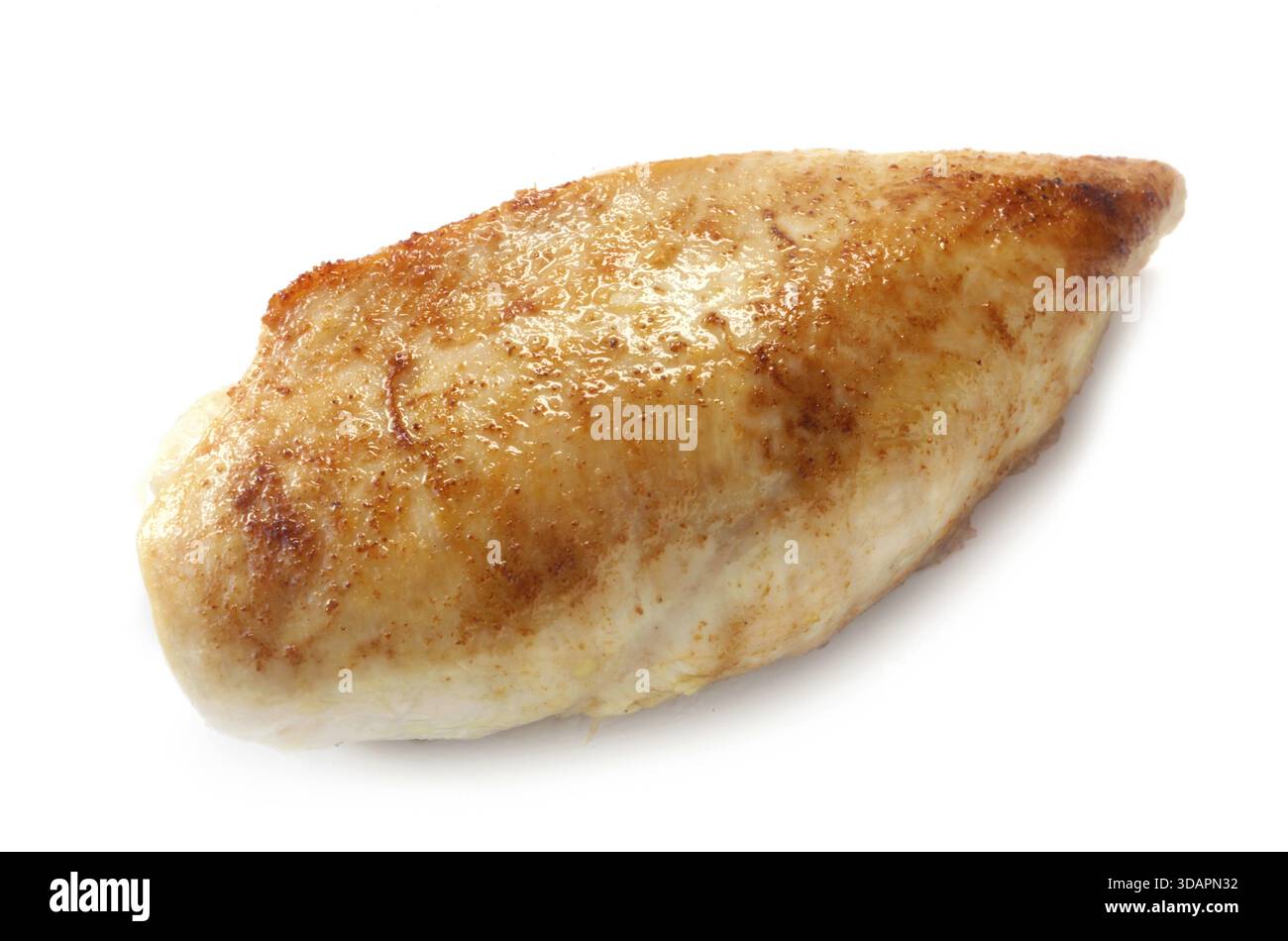 Cibo, petto di pollo arrosto isolato su bianco Foto Stock