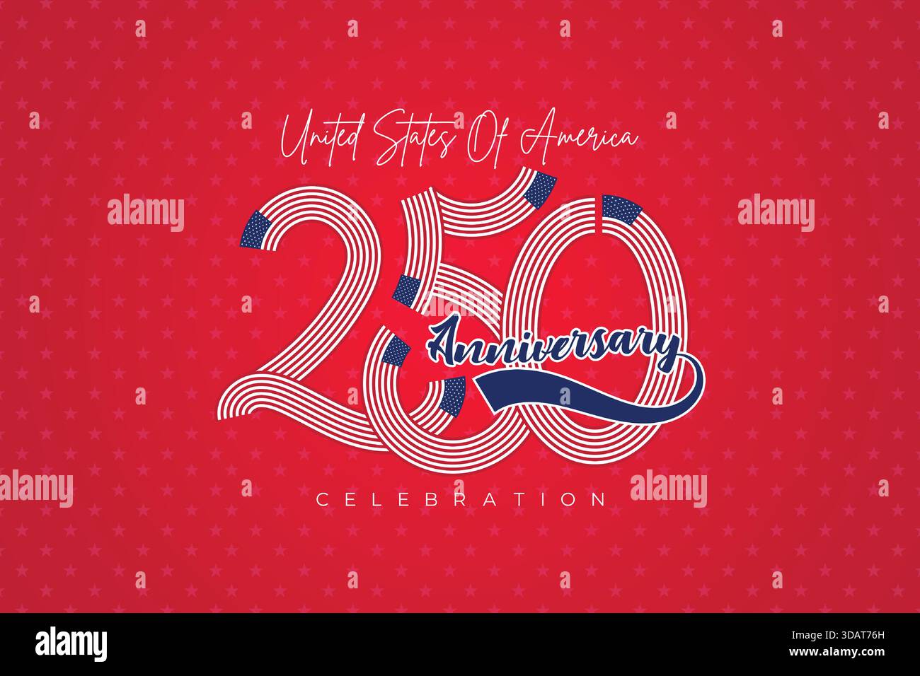 Striscione USA 250th Celebration Premium Pattern. Sfondo del Red Star Pattern Patriotic Festival Illustrazione Vettoriale