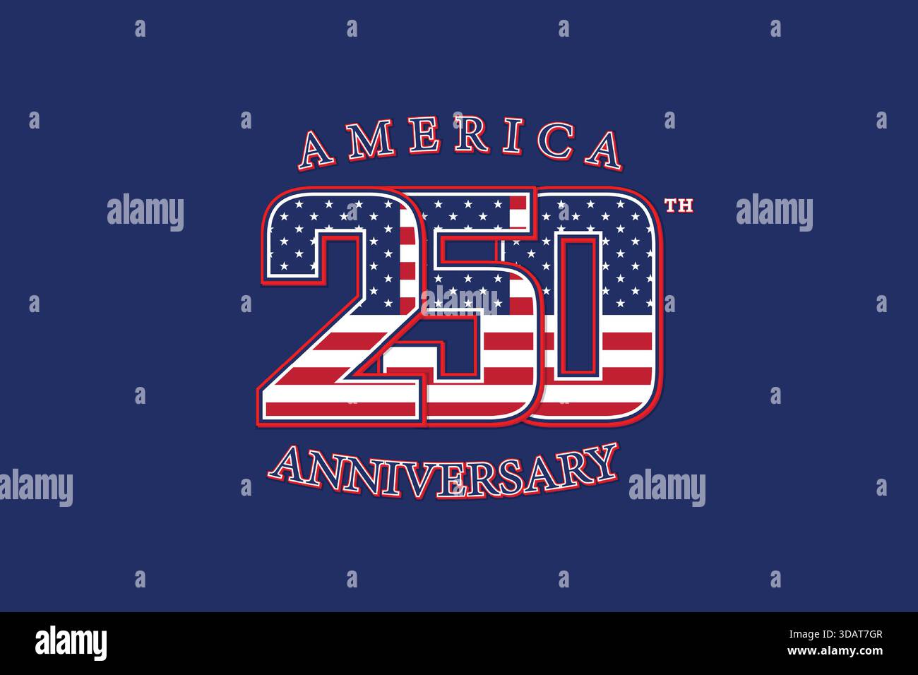 Banner Patriottico Premium celebrazione America 250th Celebration. Elegante sfondo Blue Heritage Anniversary Illustrazione Vettoriale