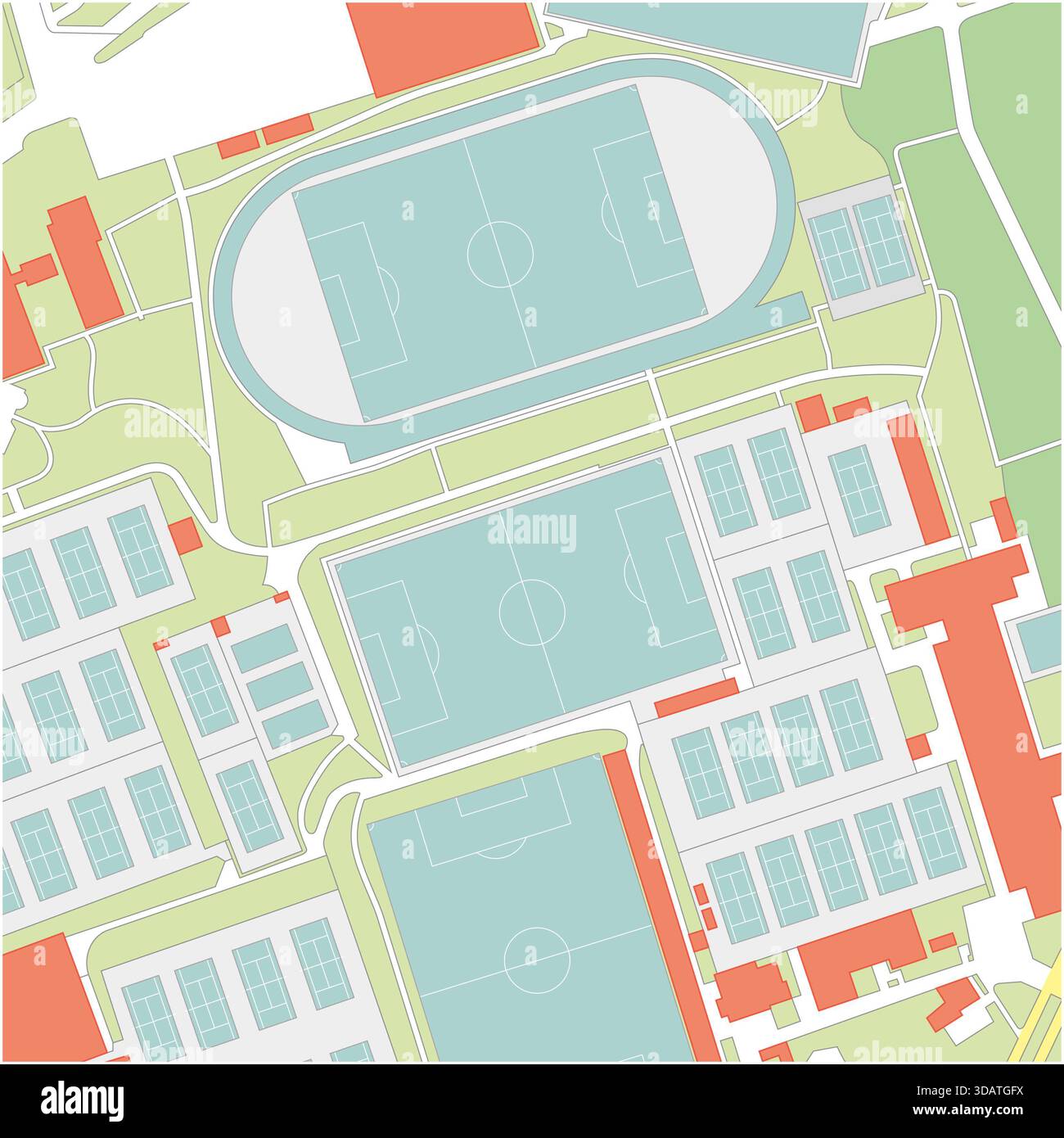 Mappa catastale fittizia dei campi sportivi Foto Stock