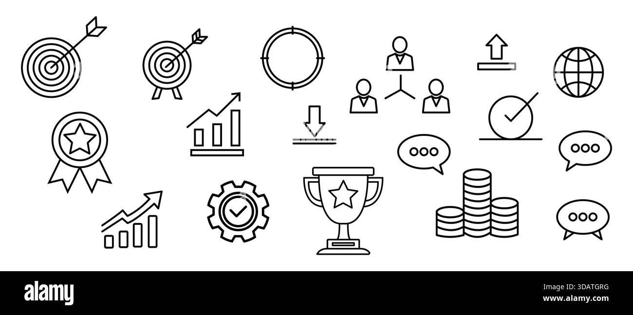 Set di icone Professional Business Finance and Investment Strategy Line per applicazioni e Web Design. Illustrazione Vettoriale