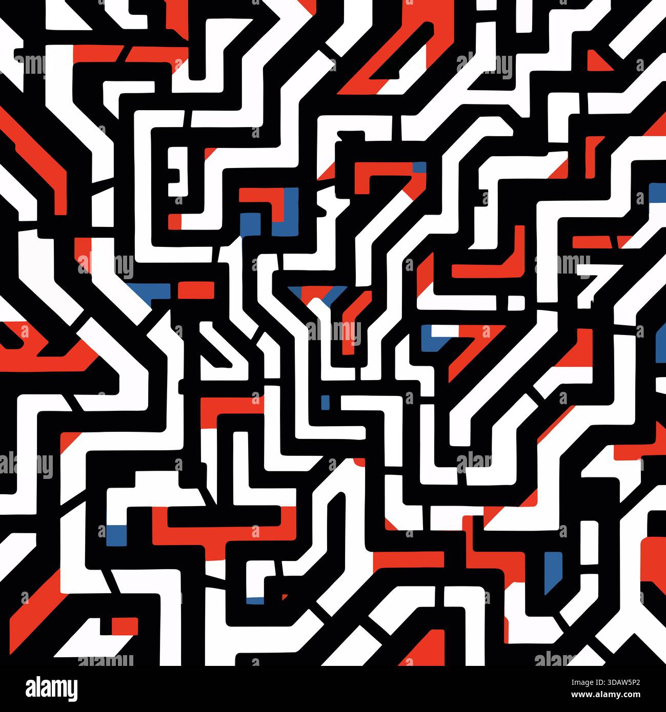 Audace labirinto geometrico di colorati tracciati angolari Foto Stock
