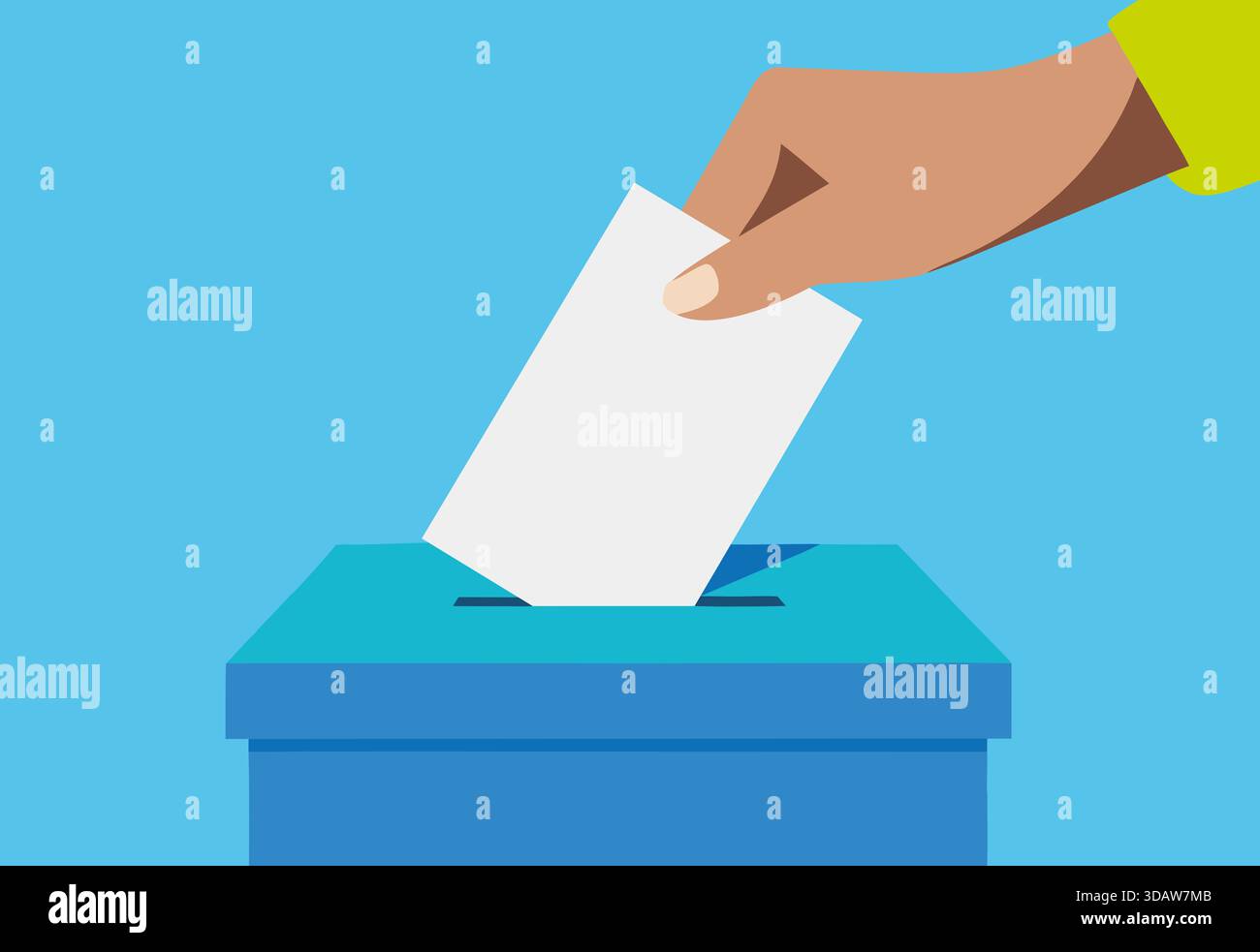 Lanciare a mano una votazione in una casella di voto. Concetto di elezione e democrazia. Foto Stock