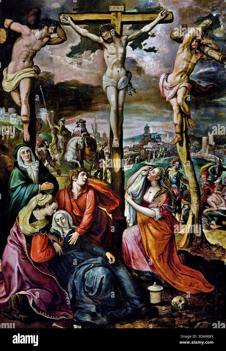 Trittico della crocifissione di Cristo 1569 Marten de Vos 1532-1603 Anversa belga fiamminga del Belgio ( dettaglio ) Foto Stock