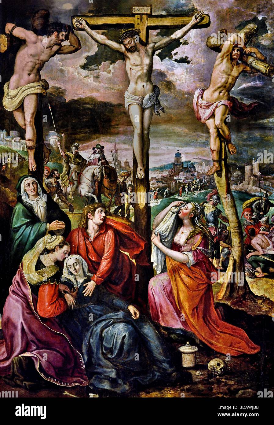 Trittico della crocifissione di Cristo 1569 Marten de Vos 1532-1603 Anversa belga fiamminga del Belgio ( dettaglio ) Foto Stock