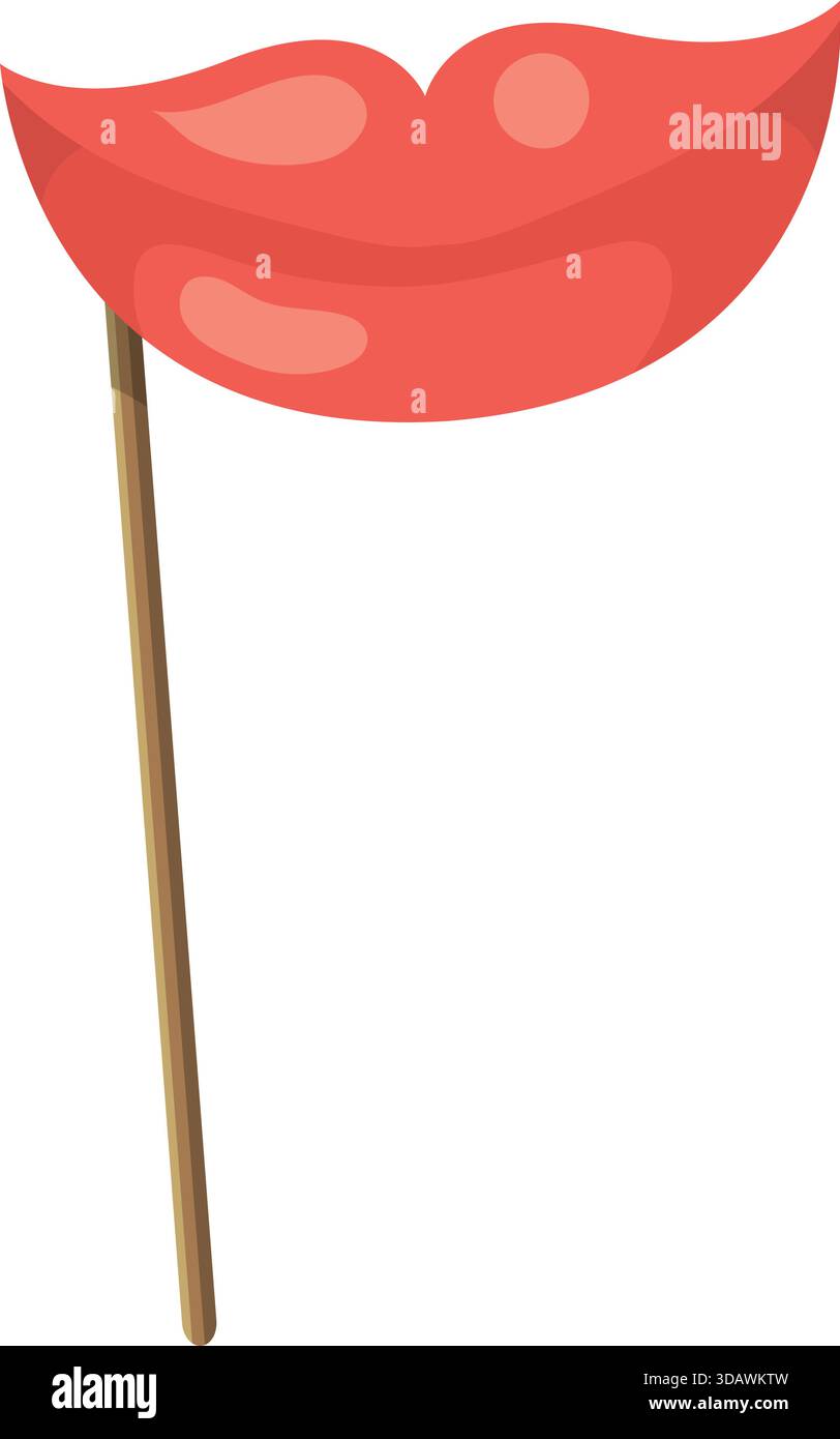 Un labbro rosso finto con un bastoncino di legno Illustrazione Vettoriale