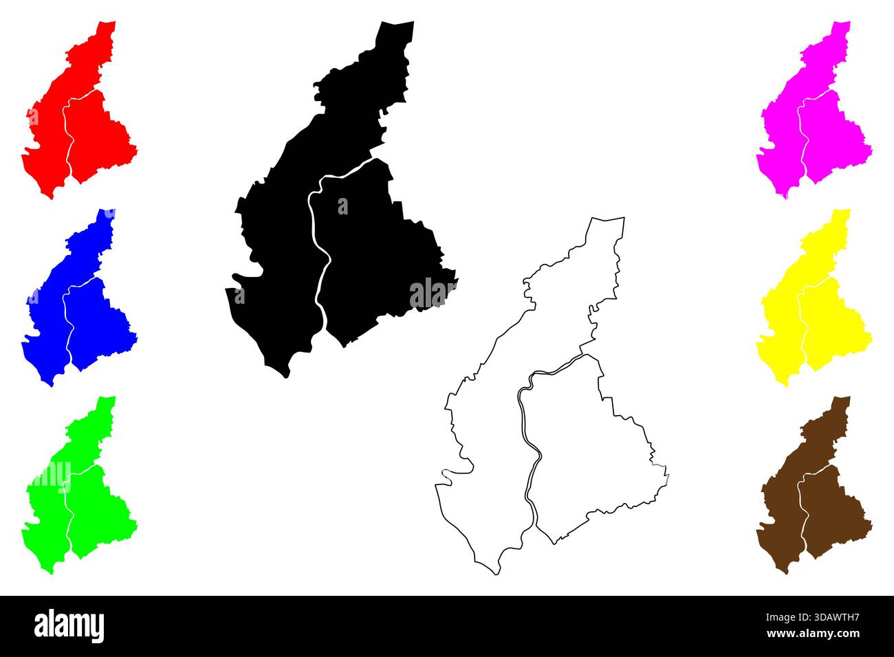 Bocaue City (regione di Luzon centrale, Repubblica delle Filippine, ROP) illustrazione vettoriale della mappa, schizzo di scarabeo mappa di Bokawe Illustrazione Vettoriale