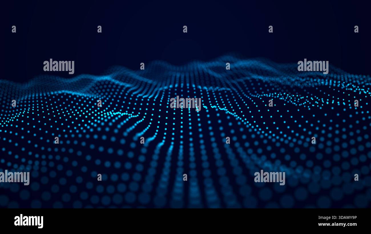 Sfondo futuristico di punti e linee con un'onda dinamica. Big data. Foto Stock