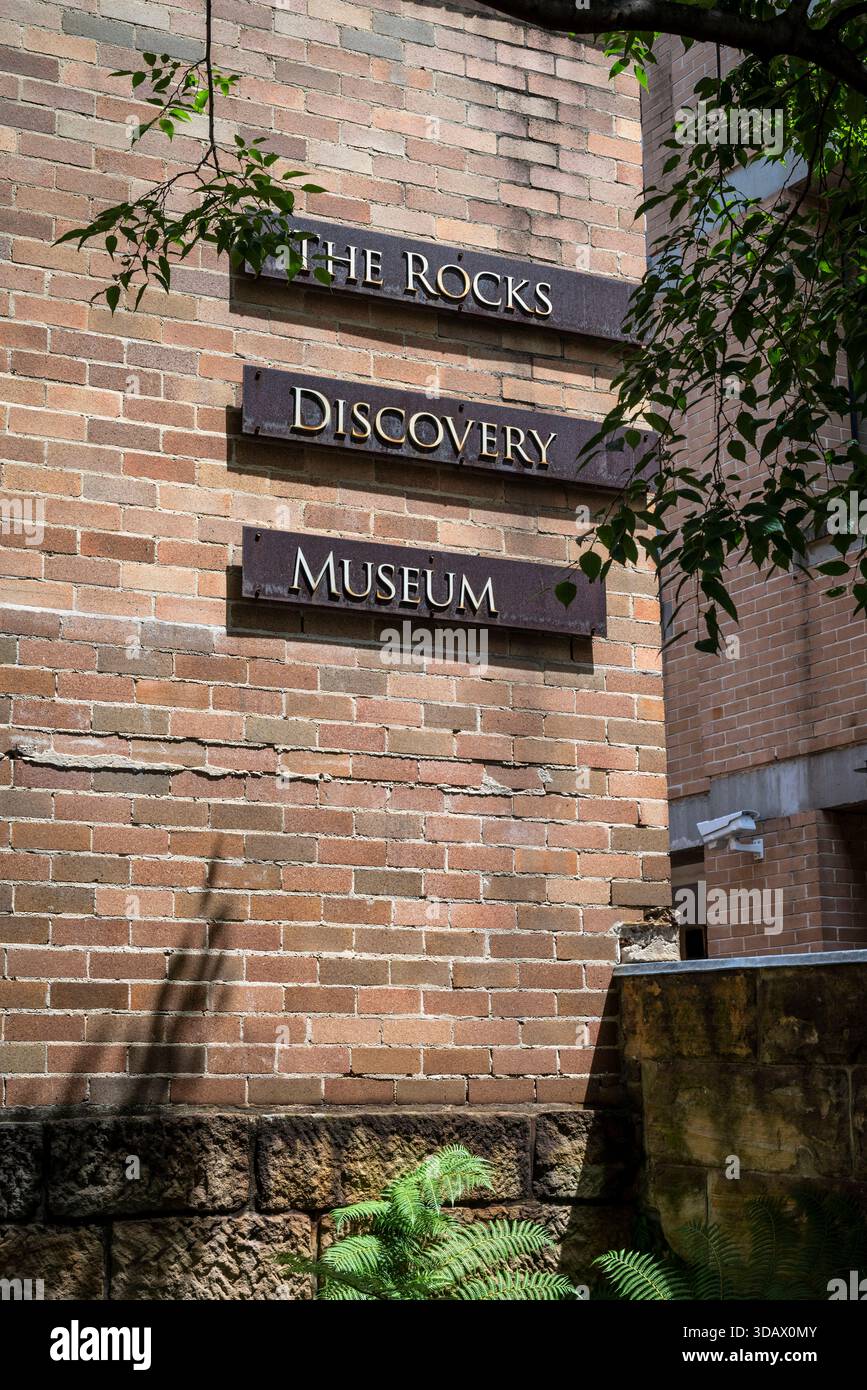 The Rocks Discovery Museum, un museo gratuito per famiglie che racconta la storia dell'area di Rocks di Sydney dai giorni pre-europei a oggi, Sy Foto Stock