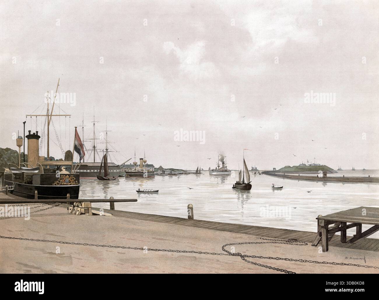 Hafen von Den Helder, niederländische Gemeinde an der Nordseeküste in der Provinz Nordholland, Olanda, Niederlande, authentische Reproduktion eines S. Foto Stock