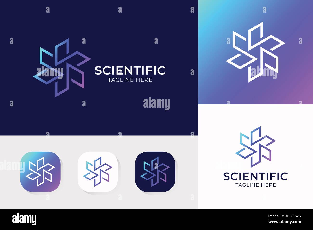 Logo moderno astratto Looping forma lineare identità del marchio Business Scientific Illustrazione Vettoriale