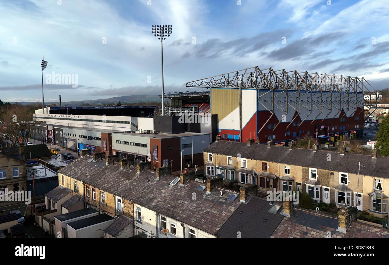 Vista aerea di Turf Moor, casa di Burnley. Data foto: Sabato 13 dicembre 2025. Foto Stock