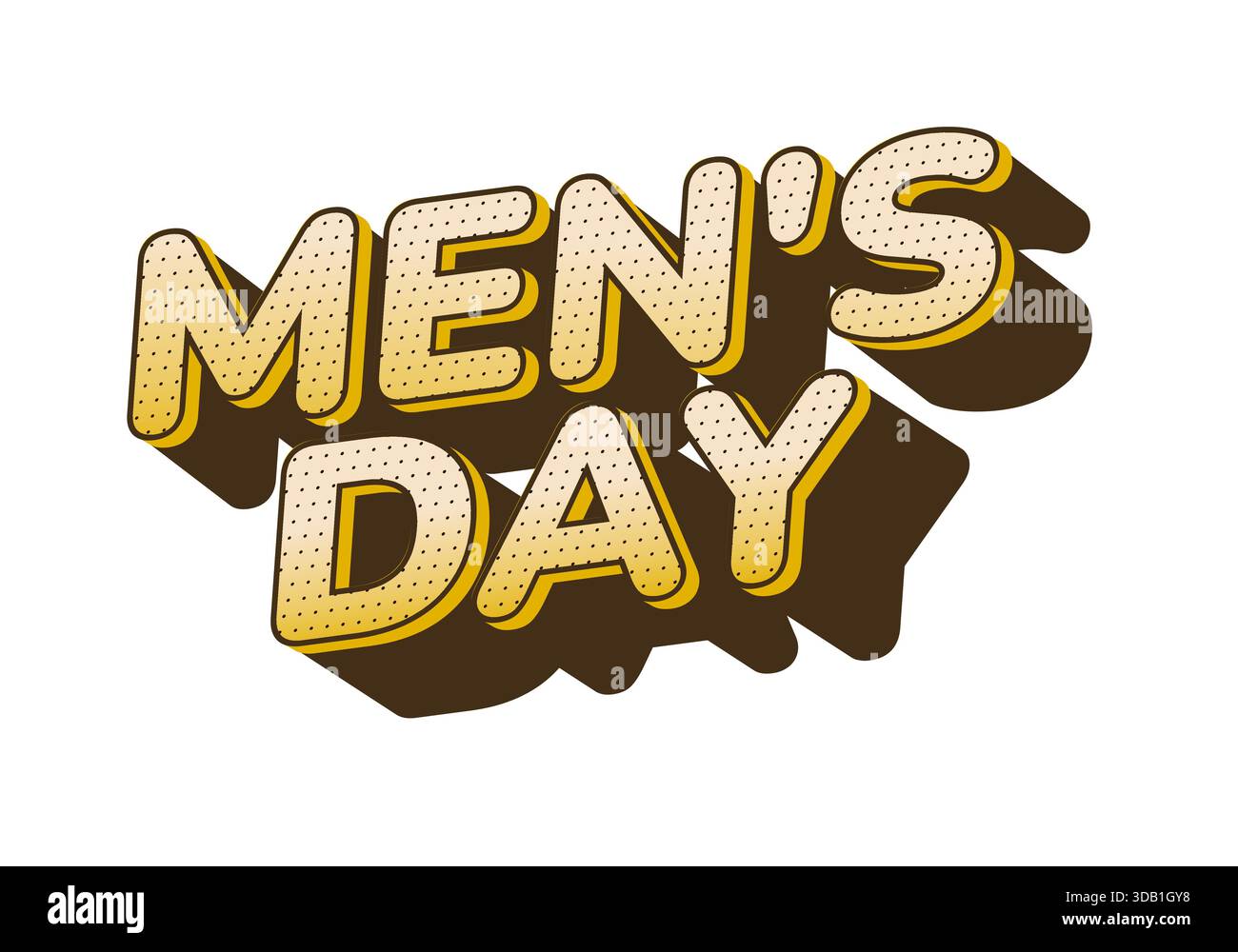 Design con testo stilizzato per la giornata degli uomini con un effetto effetto effetto effetto effetto ombreggiato e font giocoso. Illustrazione Vettoriale