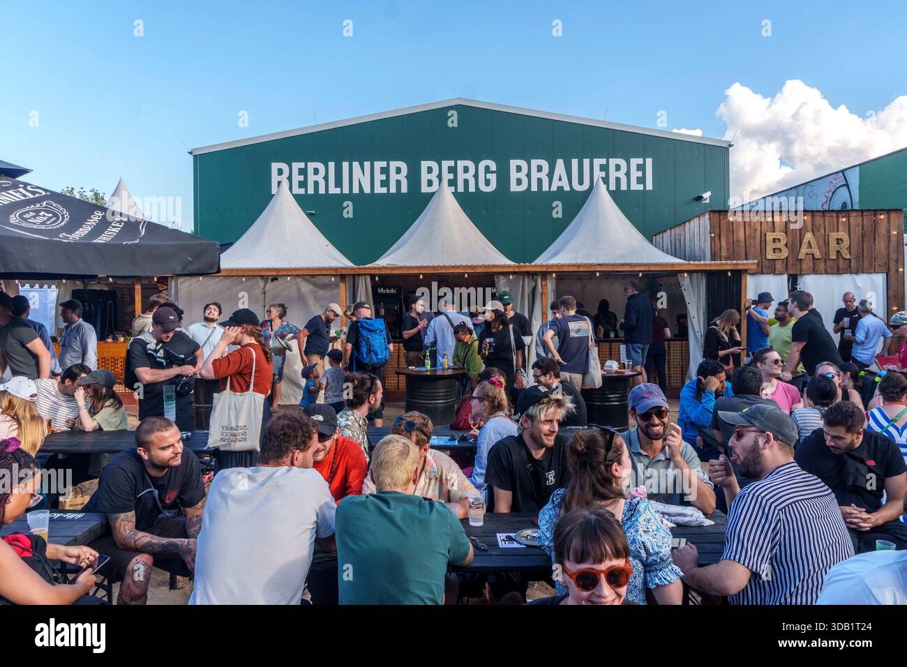 Berlin Chili Fest , Berliner Berg Brauerei, Marktstände, Event, Chili Saucen, Berlino-Treptow, Foto Stock