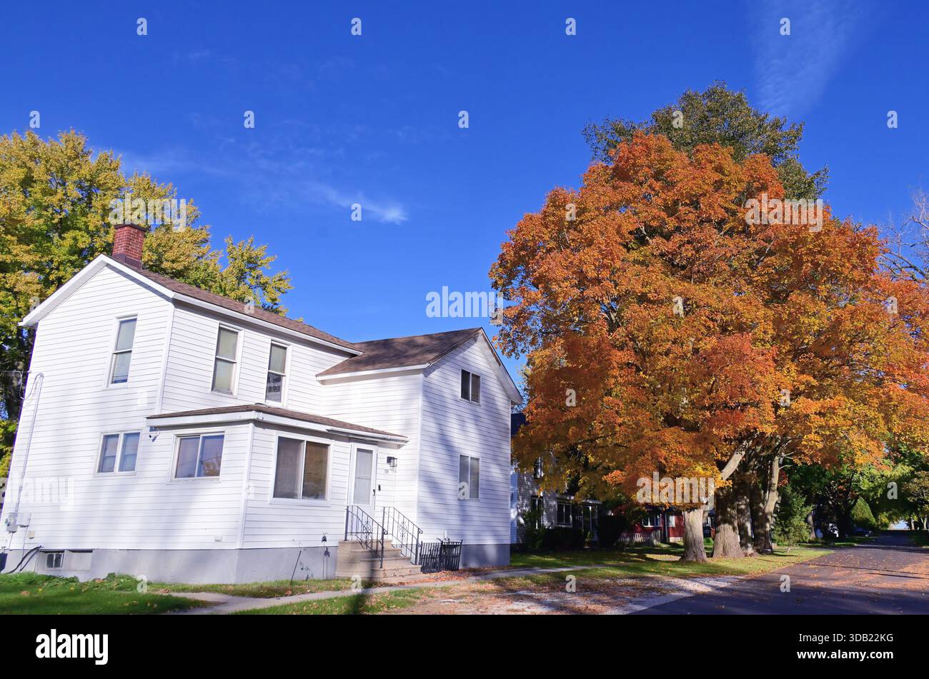 Shabbona, Illinois, Stati Uniti. Autum è in piena evidenza in questa piccola comunità dell'Illinois centro-settentrionale, che si complimenta con le foglie colorate in mostra. Foto Stock