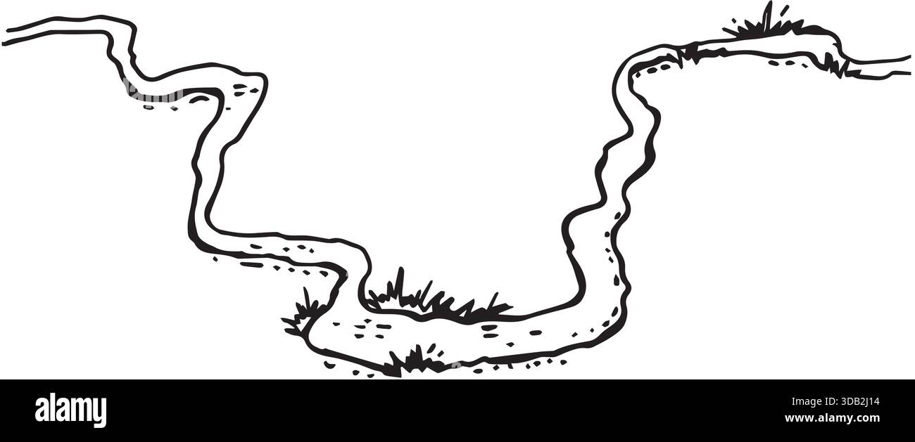 Un fiume di montagna isolato in stile vettoriale Illustrazione Vettoriale