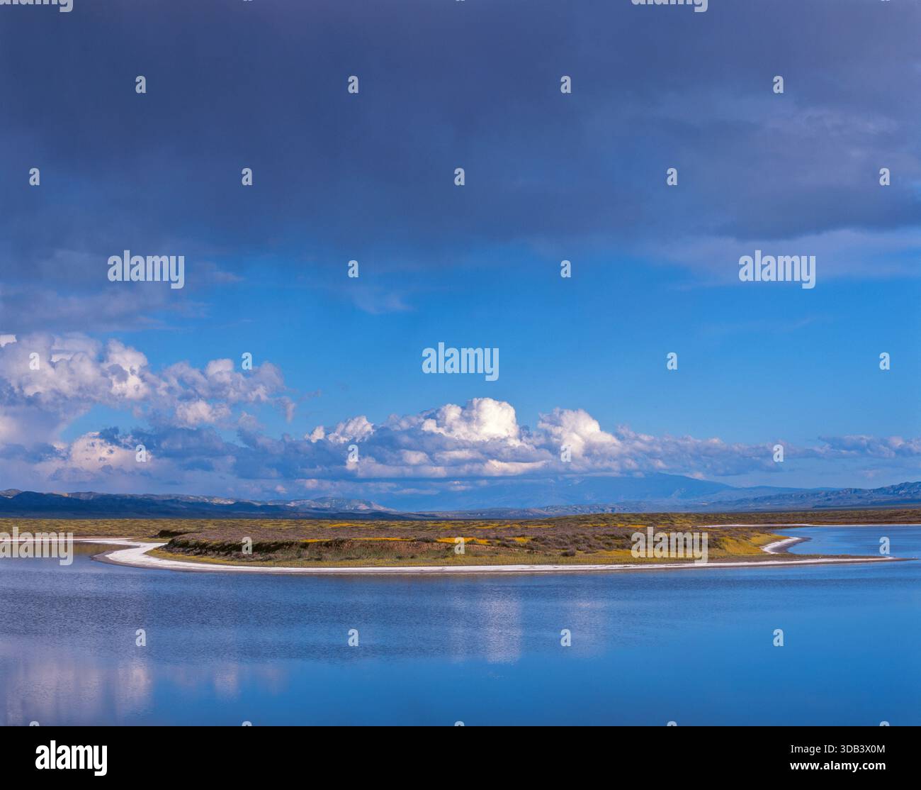 Nuvole di tempesta, Lago di soda, Carrizo Plain monumento nazionale, San Luis Obispo County, California Foto Stock