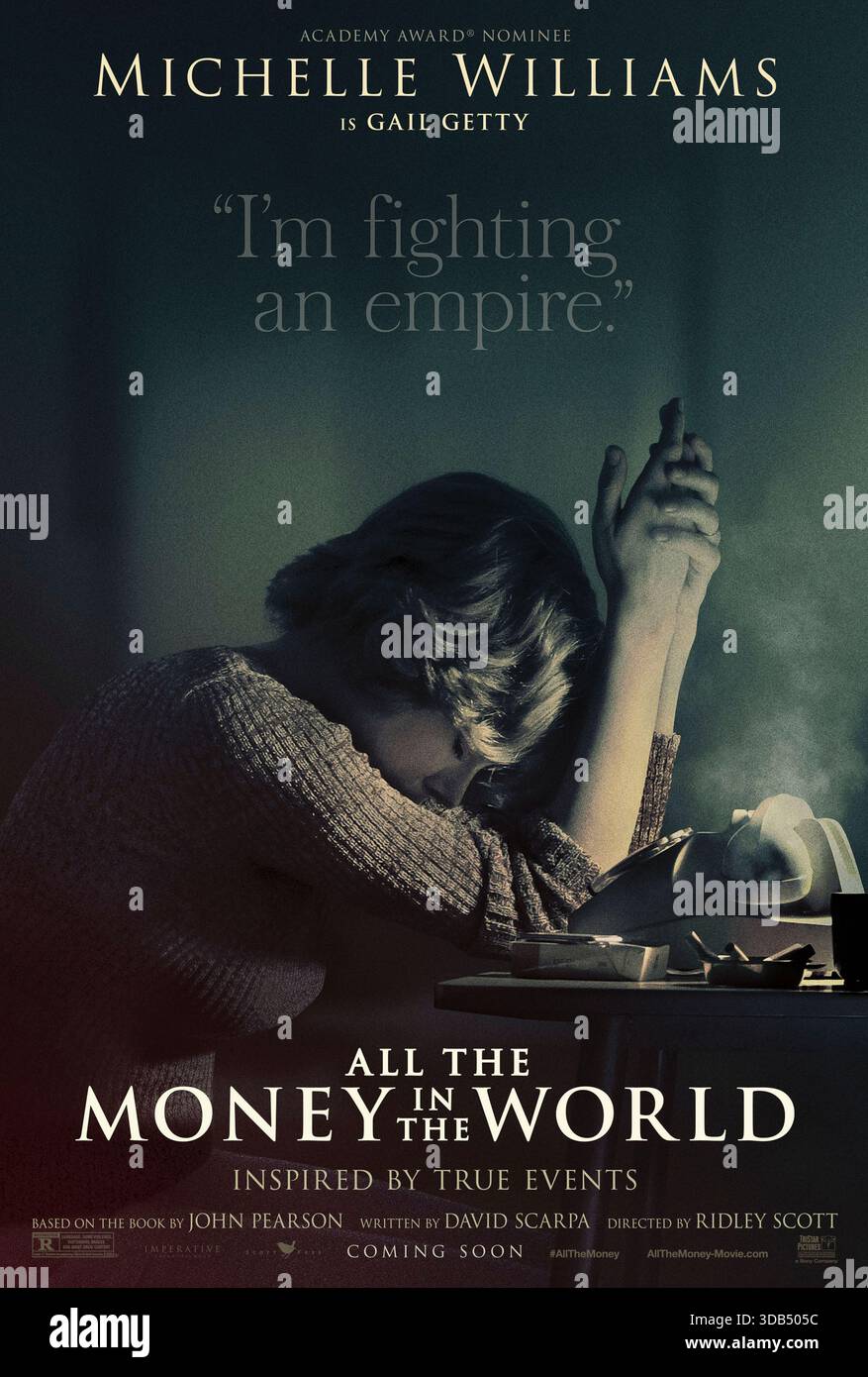 All the Money in the World (2017) diretto da Ridley Scott e interpretato da Michelle Williams nel ruolo di Gail Getty. La storia del rapimento del sedicenne John Paul Getty III e il disperato tentativo della sua devota madre di convincere il nonno miliardario John Paul Getty a pagare il riscatto. SOLO PER USO EDITORIALE PER poster di caratteri USA. Credito: Uscita BFA / Sony Pictures Foto Stock