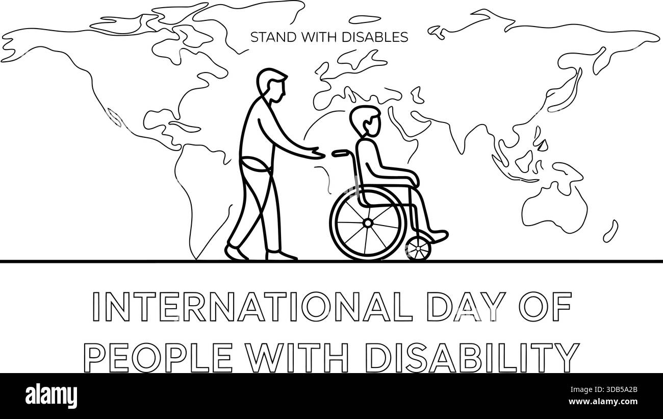 Rappresentazione simbolica del sostegno e dell'inclusione per la giornata internazionale delle persone con disabilità Illustrazione Vettoriale