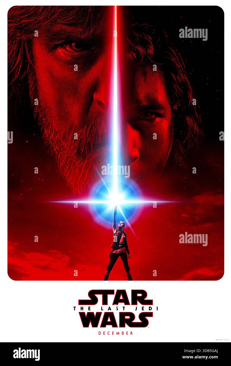 Star Wars: The Last Jedi (2017) diretto da Rian Johnson e interpretato da Mark Hamill, Carrie Fisher e Daisy Ridley. Mentre la resistenza combatte per la sopravvivenza contro il primo ordine, Rey cerca la guida di Luke Skywalker mentre il destino della galassia è in bilico. SOLO PER L'USO EDITORIALE del poster STATUNITENSE. Crediti: BFA / Walt Disney Studios Motion Pictures Foto Stock