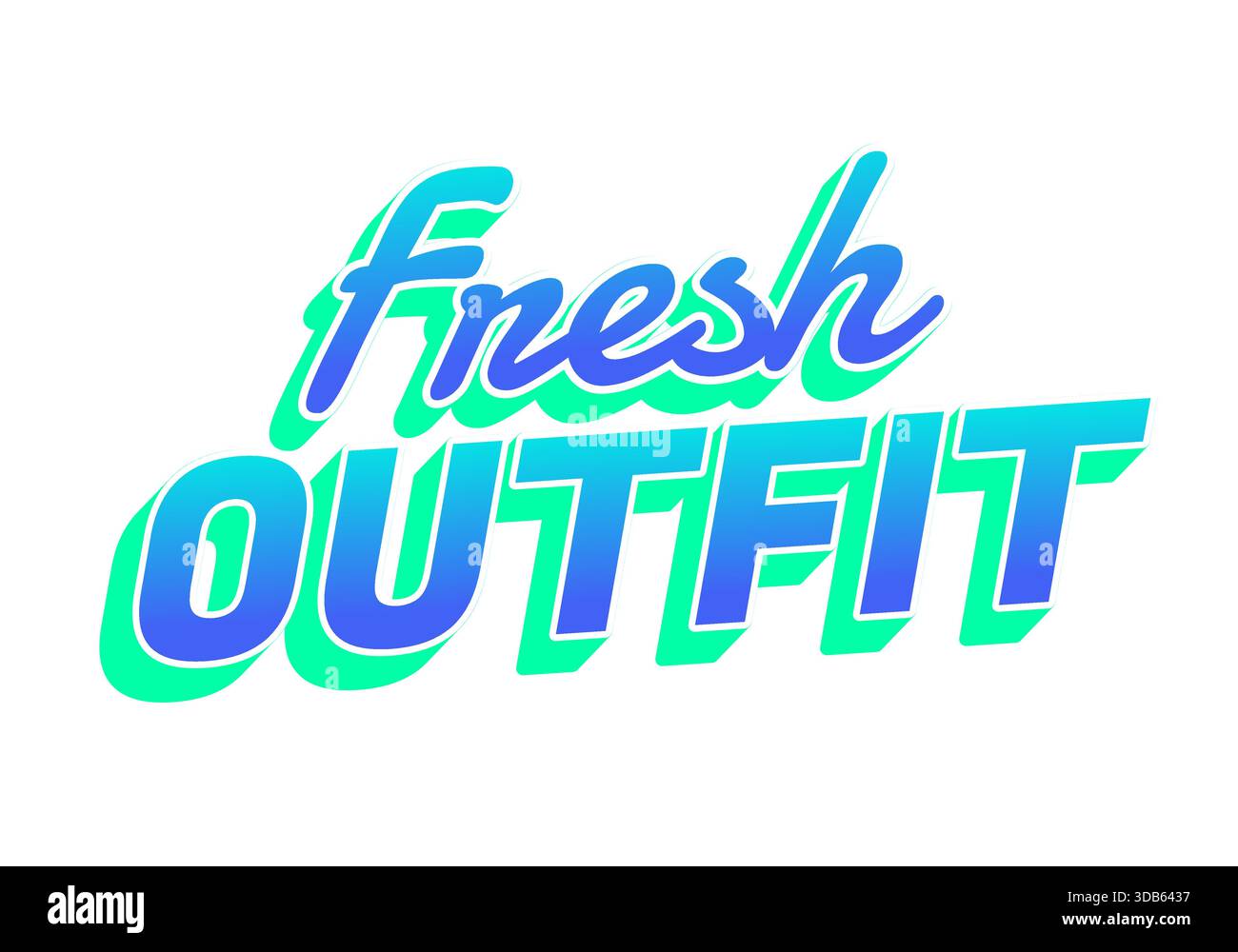 Grafica testuale stilizzata con le parole outfit fresco in colori vivaci Illustrazione Vettoriale