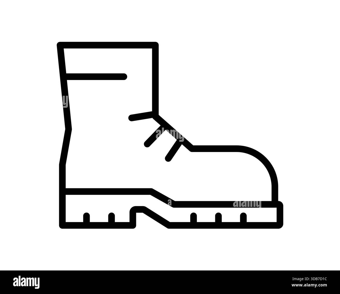 Questa immagine grafica presenta un'icona a linea nera di una scarpa di sicurezza perfetta per lavori industriali e costruzioni. Simboleggia la durata e la protezione i. Illustrazione Vettoriale