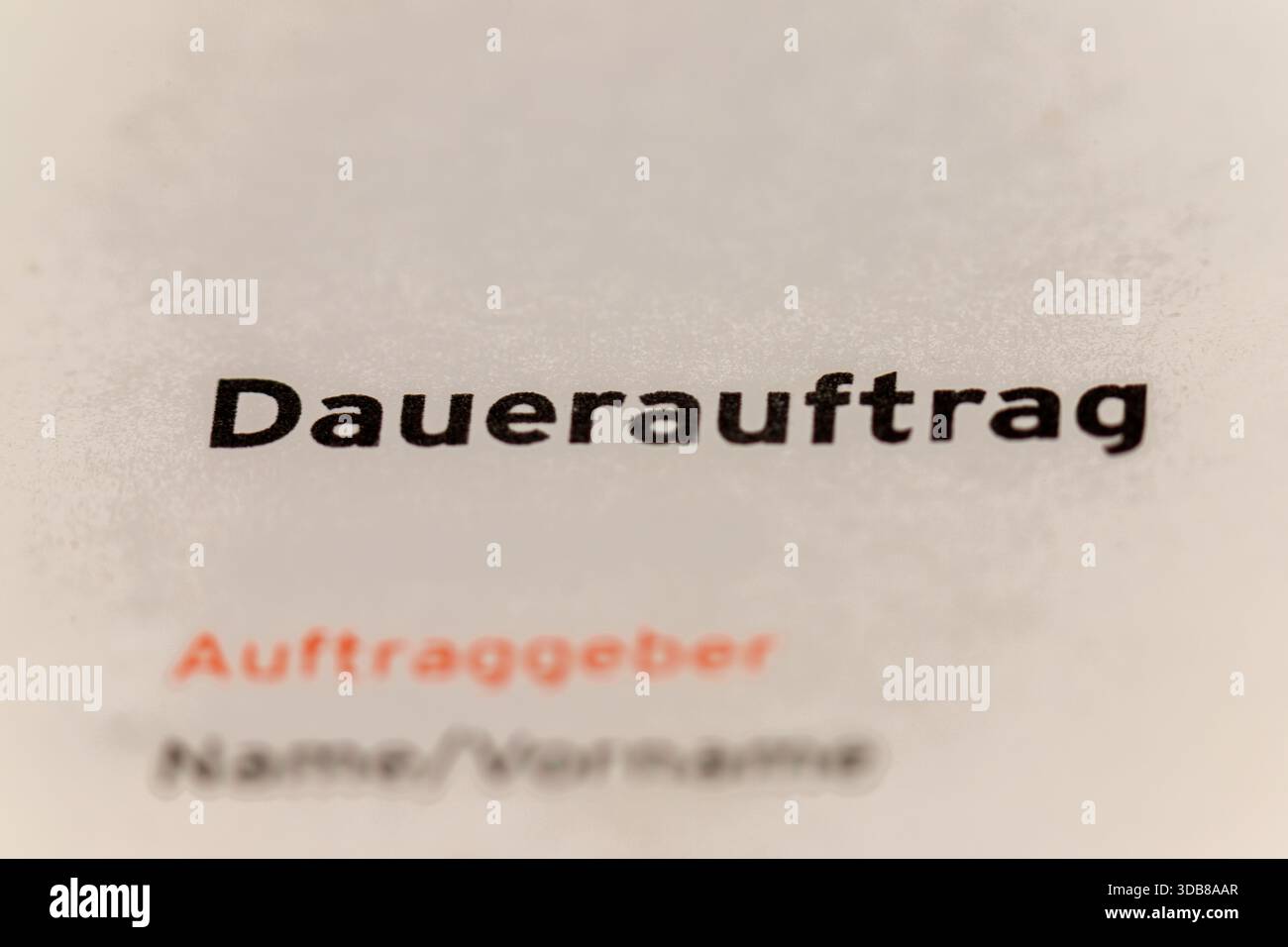 Dauerauftrag Form Details, un ordine permanente tedesco per i pagamenti ricorrenti Foto Stock