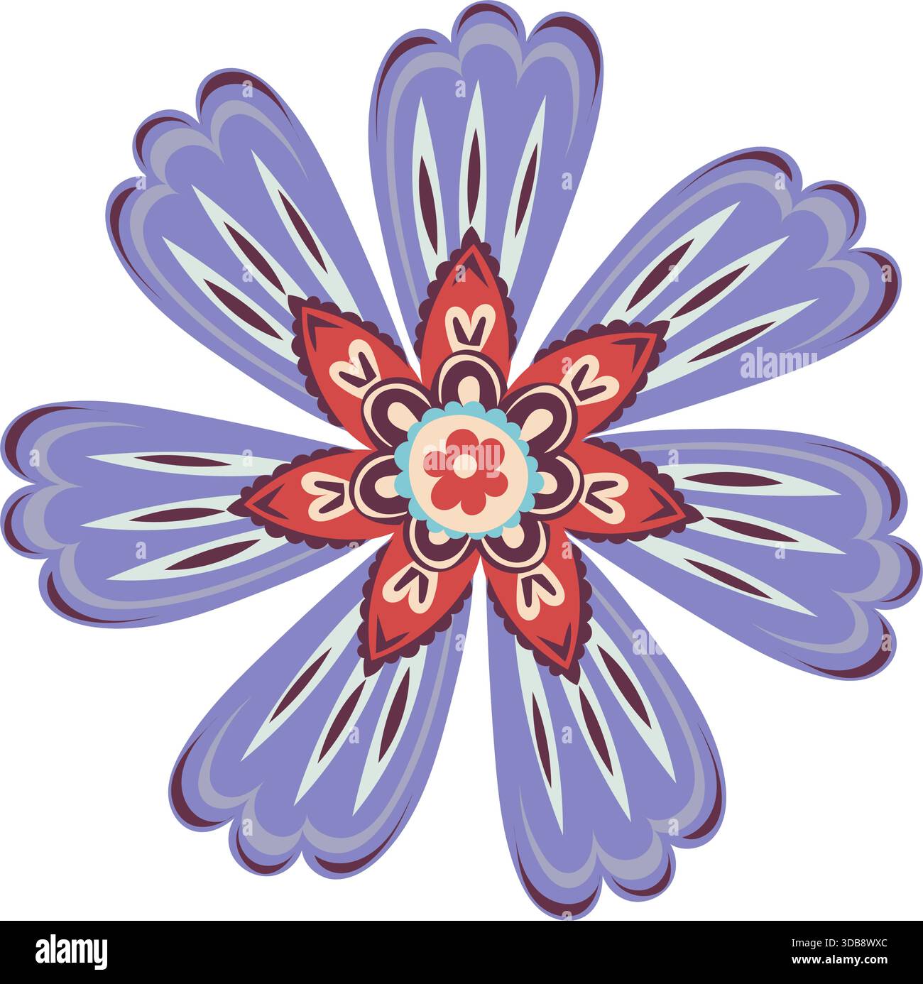 Vettore simmetrico Folk Star Bloom Illustrazione Vettoriale