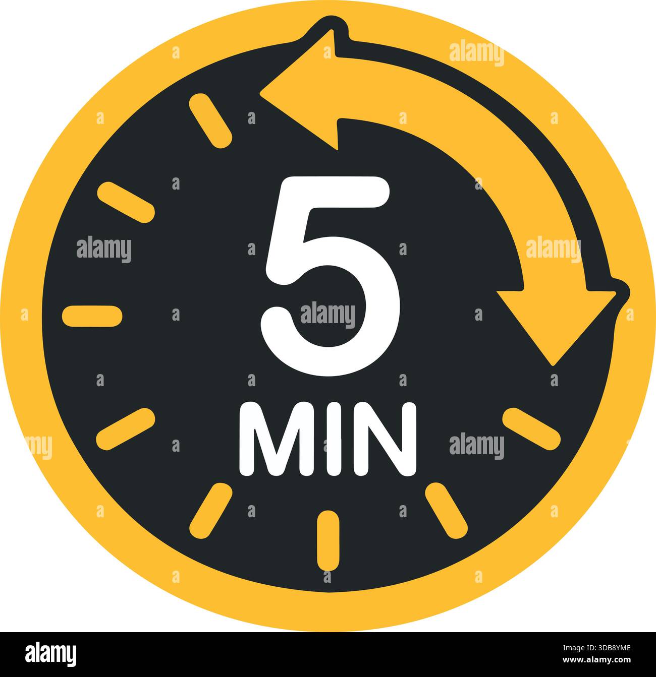 Icona Timer conto alla rovescia di cinque minuti Illustrazione Vettoriale