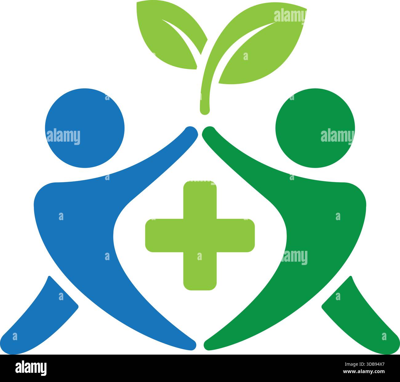 Salute e benessere persone con Leaf Logo Vector Design Illustrazione Vettoriale