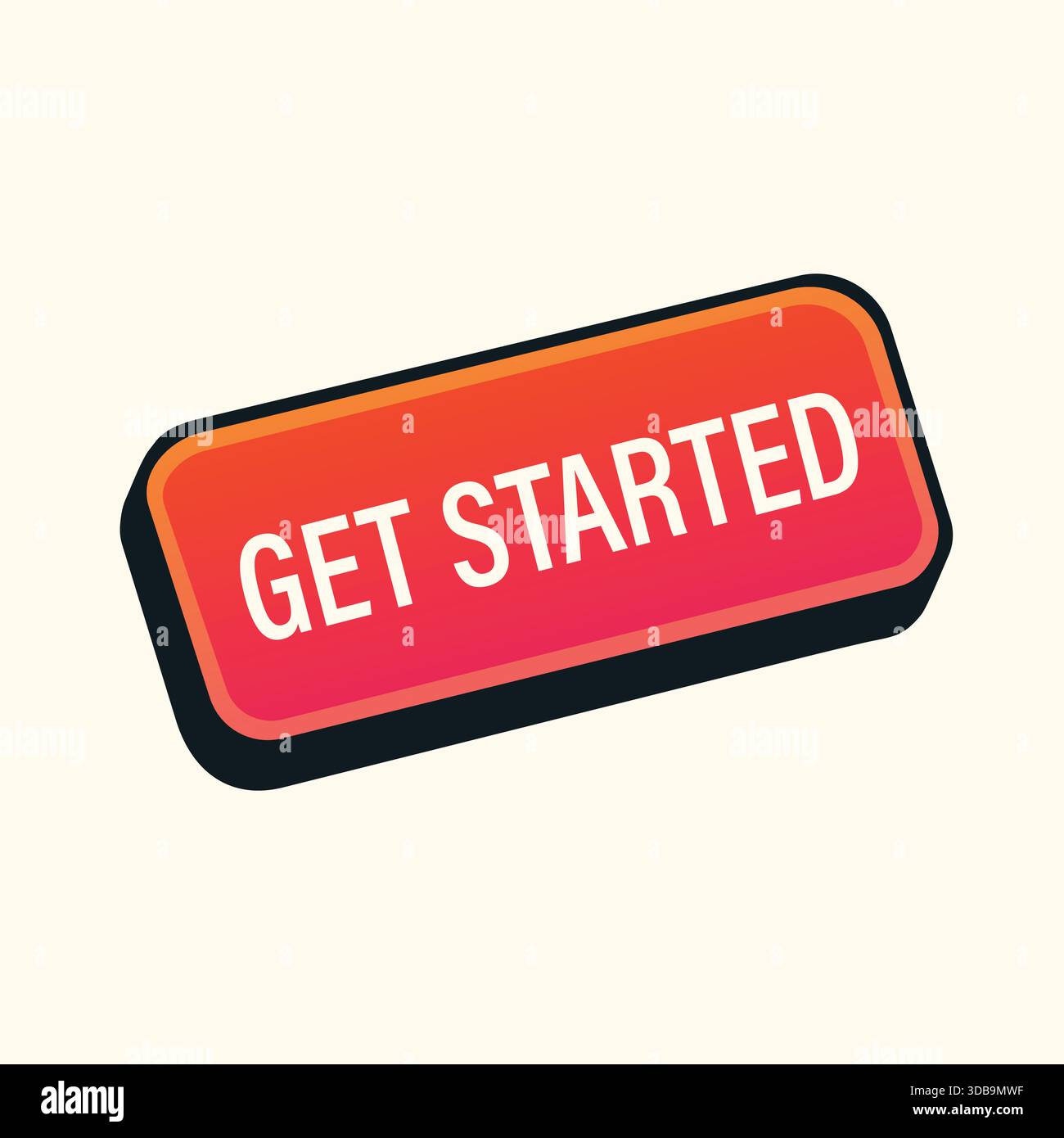 Illustrazione rettangolare arrotondata con bottoni in sfumatura rossa con testo bianco in grassetto e ombre morbide su sfondo crema. Illustrazione Vettoriale