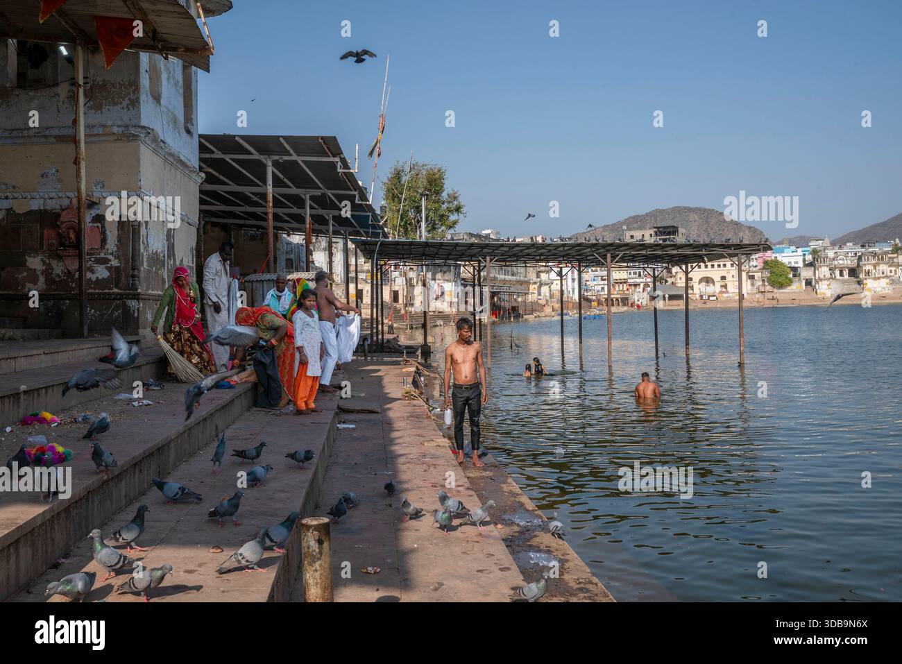 Ghati del lago Pushkar, Rajasthan, India Foto Stock