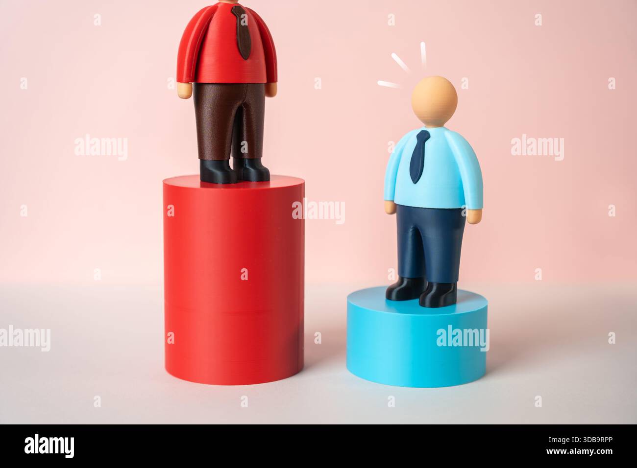 Il concorrente ha superato il suo rivale con una testa. Una crescita impressionante oltre il soffitto. Concorrenza sul mercato e prestazioni di leadership. Le aziende spingono Foto Stock