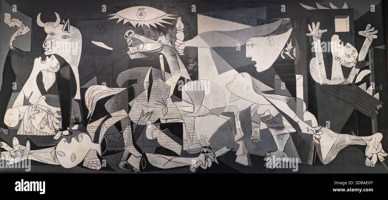 Guernica (1937), olio su tela di Pablo Picasso, esposto al Museo Nacional Centro de Arte Reina Sofía di Madrid, Spagna. Foto Stock
