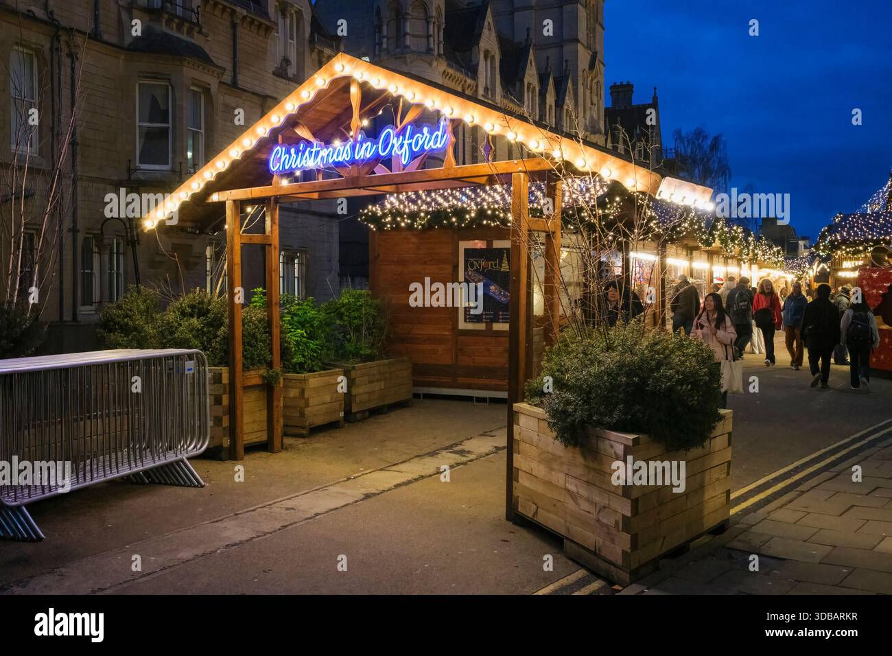 Ingresso al mercato di Natale di Broad Street, Oxford (Inghilterra, Regno Unito) Foto Stock