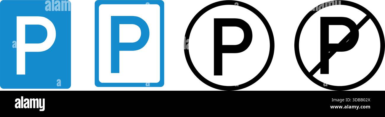 Icona del segnale di parcheggio per un design semplice. Illustrazione Vettoriale