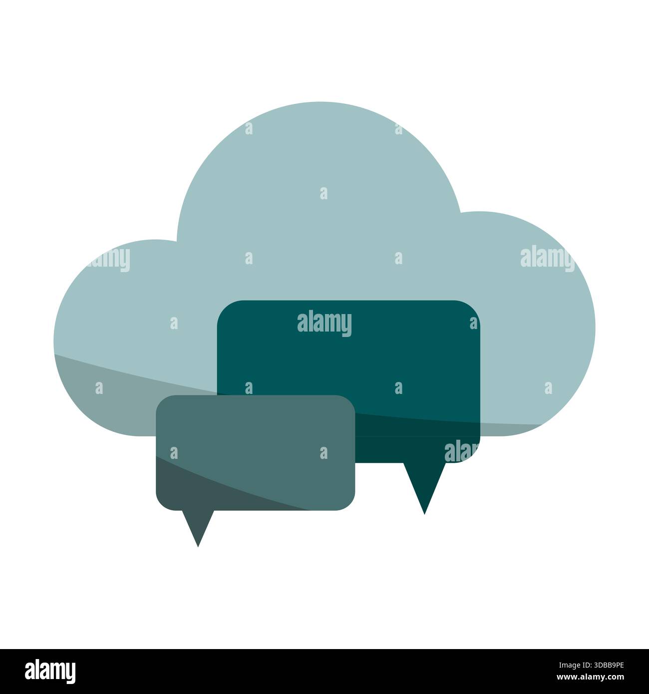 Icona archiviazione cloud. Informazioni sulle bolle della chat. Simbolo della tecnologia di comunicazione. Illustrazione del messaggio vettoriale. Illustrazione Vettoriale