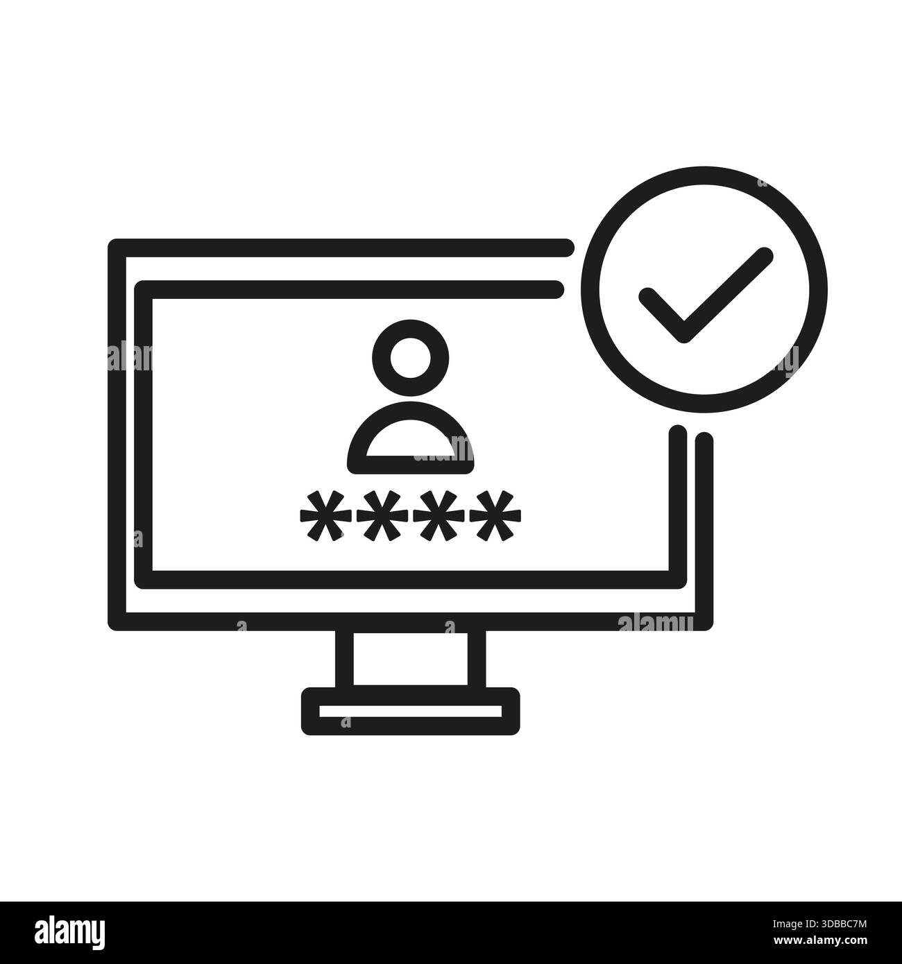 Accesso sicuro riuscito. Vettore a quattro cifre. Password utente verificata. Icona dello schermo del computer Illustrazione Vettoriale