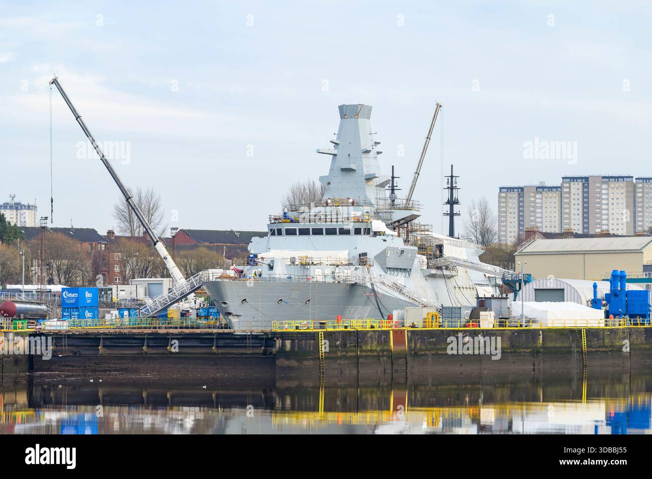 Tipo 26 struttura Frigate presso BAE Systems Shipyard, Scotstoun, Glasgow, Scozia, Regno Unito Foto Stock