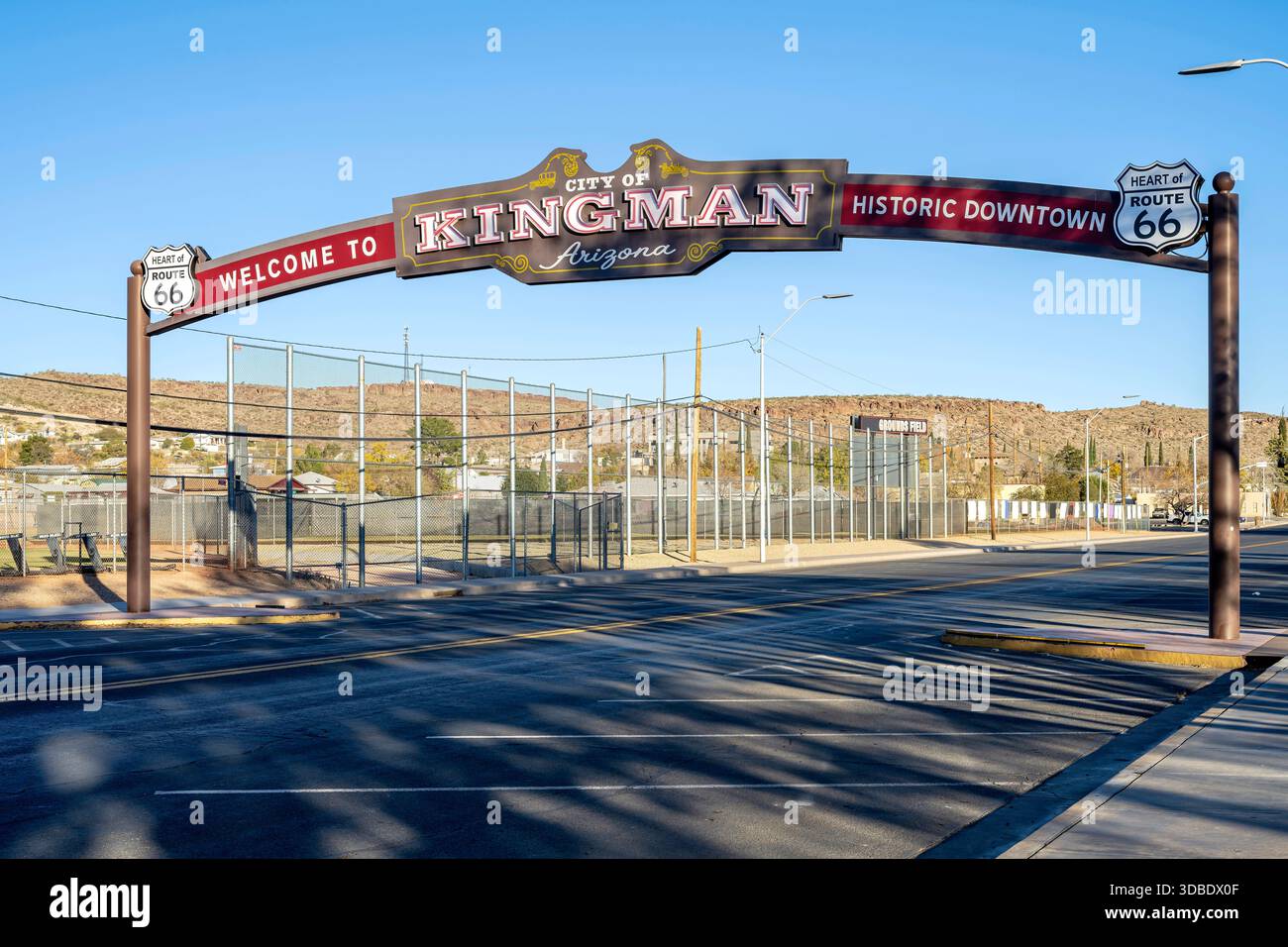 Kingman, Arizona, indica il punto di riferimento nel centro di Kingman. Foto Stock