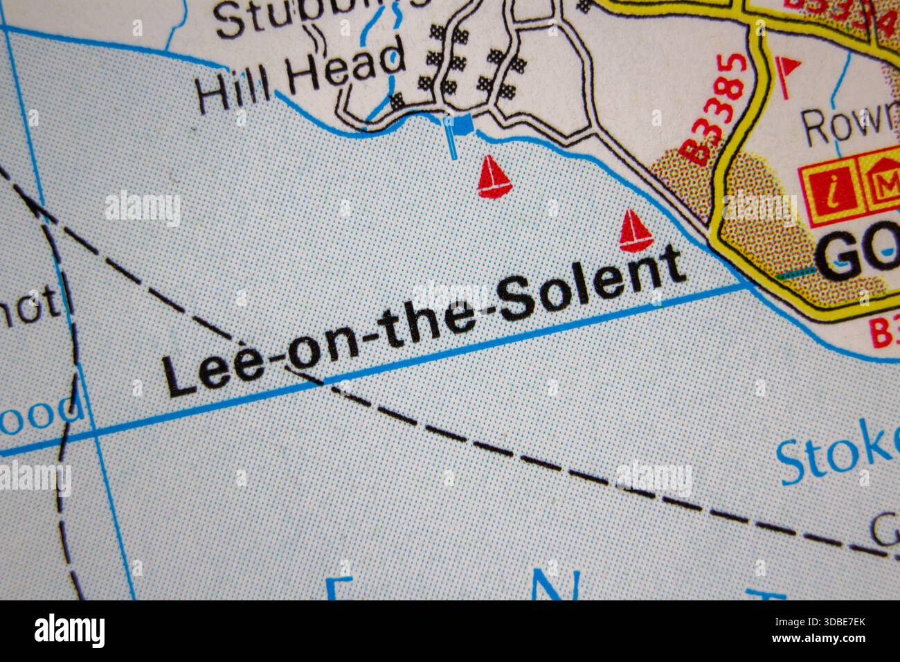 Lee-on-the-Solent - Inghilterra, Regno Unito colore atlas mappa città nome della zona Foto Stock