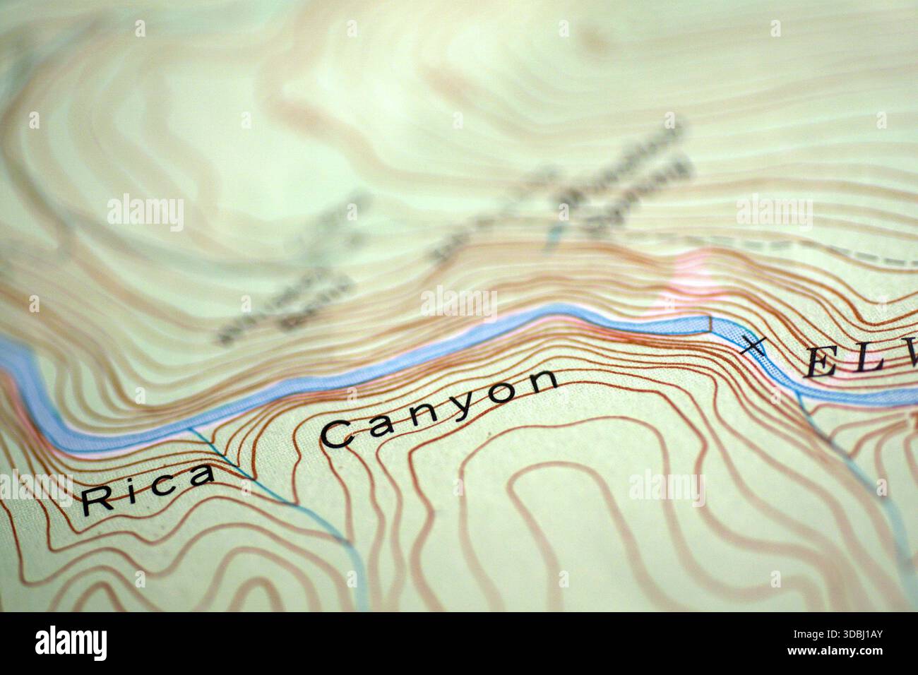 Area di Hurricane Ridge nelle Olympic Mountains, Washngton - Vista cartografica con bassa profondità di campo, intenzionalmente sfocato Foto Stock
