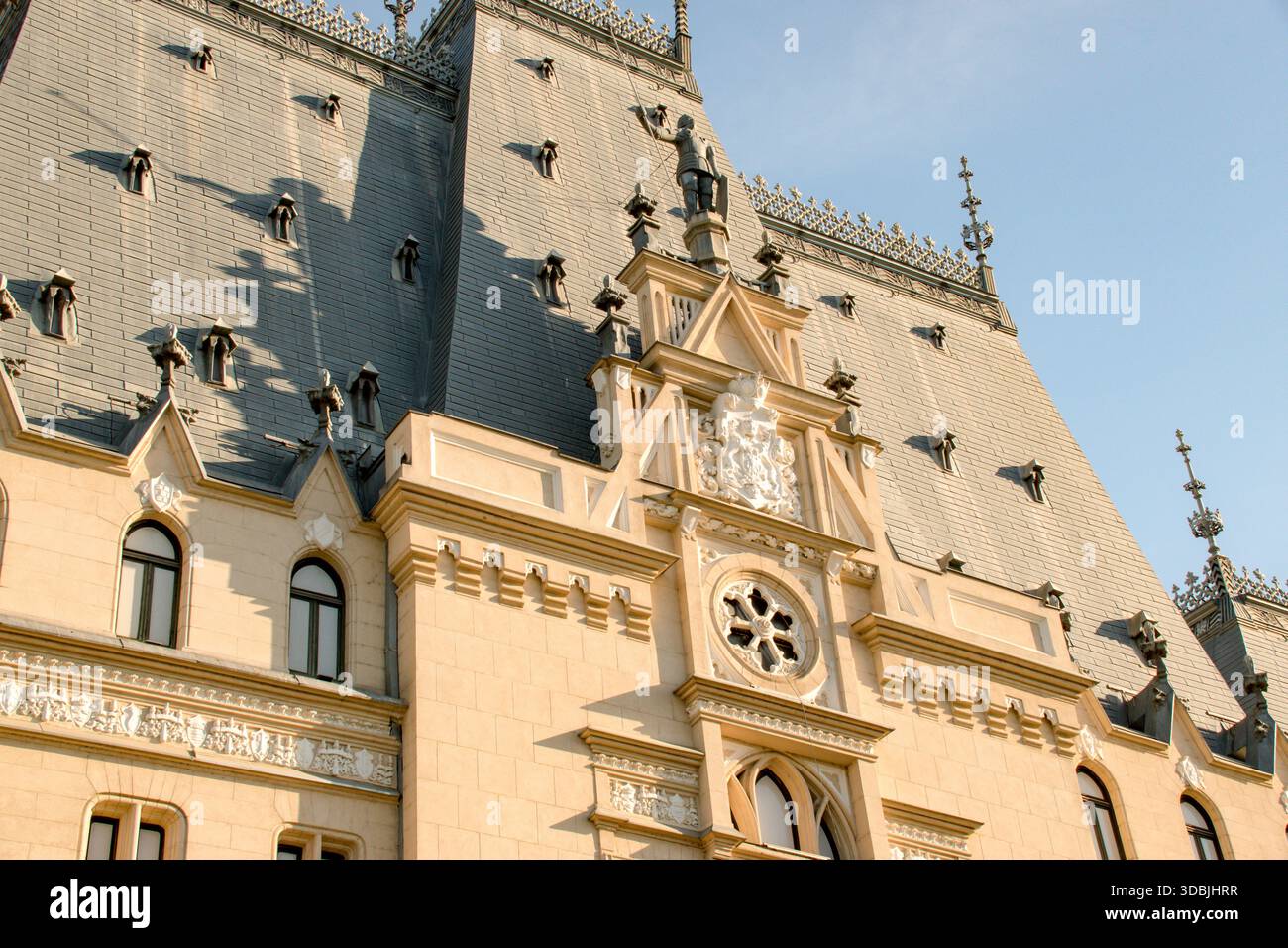 Palazzo della Cultura (Palatul Culturii) a Iasi, l'edificio storico emblematico nella capitale della Moldavia, Romania. Foto Stock