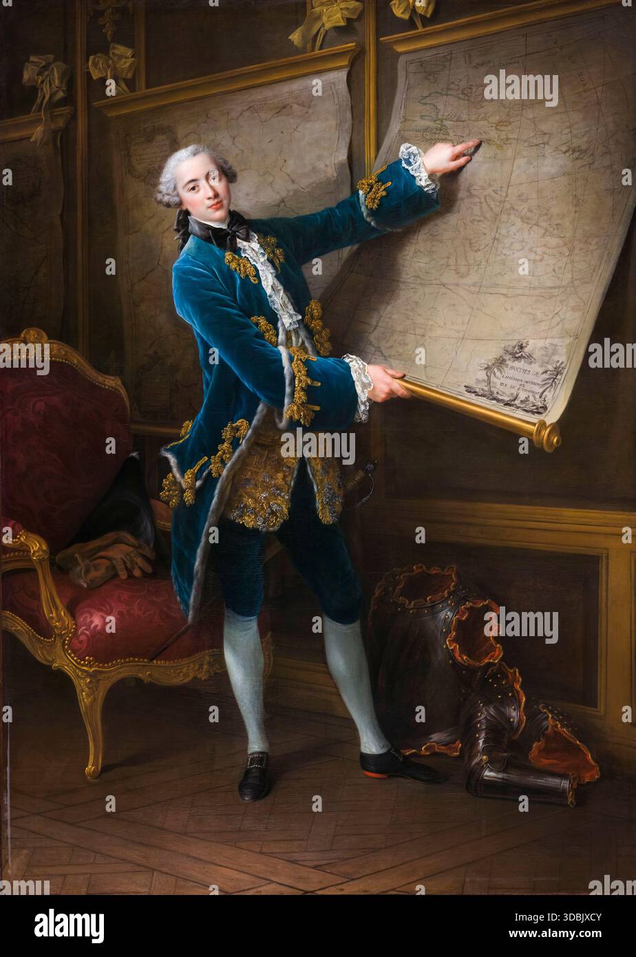 Joseph Hyacinthe Francesco di Paule de Rigaud, conte di Vaudreuil (1740-1817), nobile e collezionista d'arte di San Domenicano, ritratto a olio su tela di Francesco-Hubert Drouais, 1758 Foto Stock