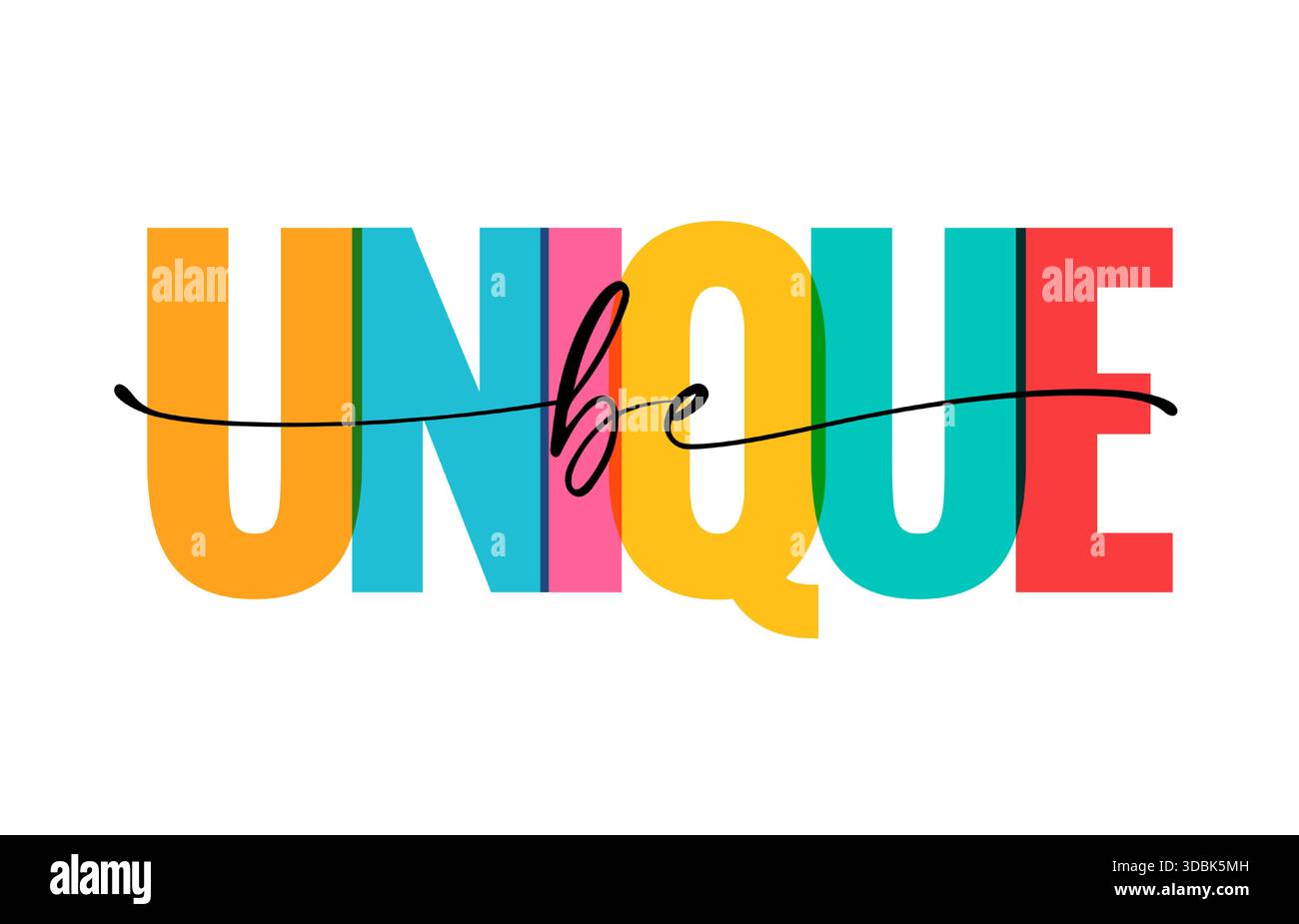 Essere un design unico e motivante. Lettere colorate con slogan per t-shirt o stampe grafiche. Illustrazione vettoriale Illustrazione Vettoriale
