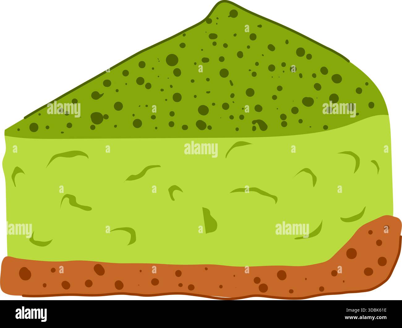 Fetta di dolce matcha cheesecake con crosta sbriciolata Illustrazione Vettoriale