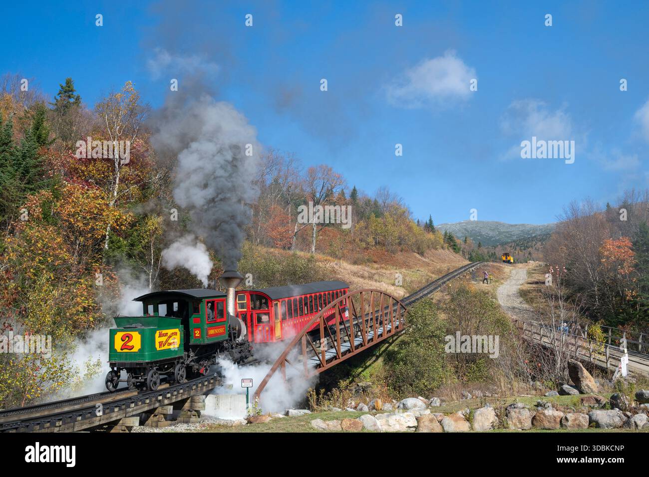 Treno a vapore, ferrovia a cremagliera, Mount Washington, New Hampshire Foto Stock